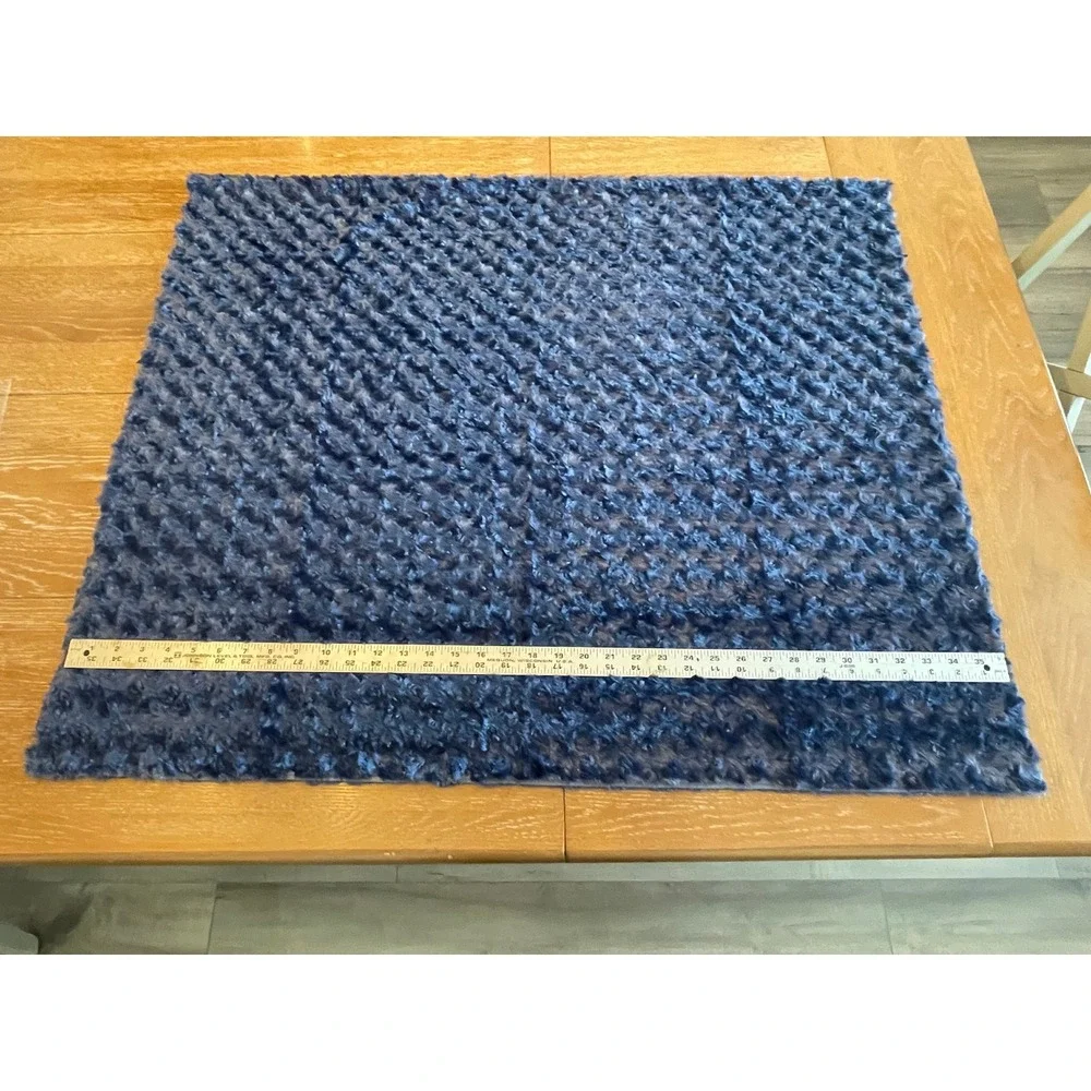 Navy‎ Blue Rose Swirl Faux Fur Fabric 60